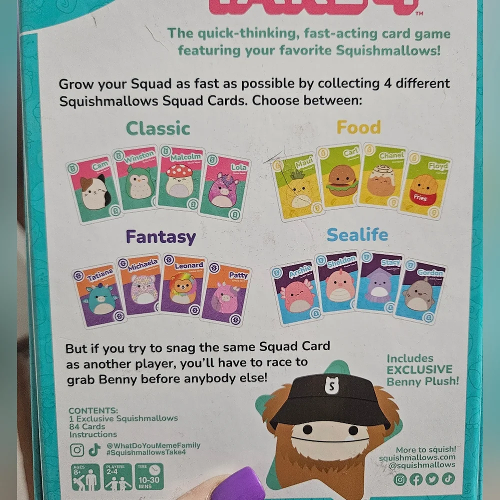 Squishmallows Take 4 Card Game